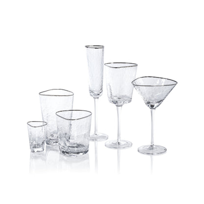 Aperitivo Triangular Glass,  Clear with Platinum Rim