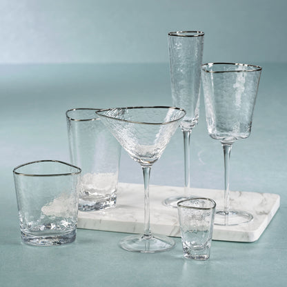 Aperitivo Triangular Glass,  Clear with Platinum Rim