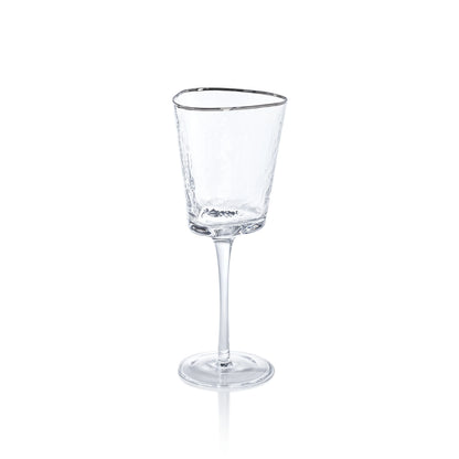 Aperitivo Triangular Glass,  Clear with Platinum Rim