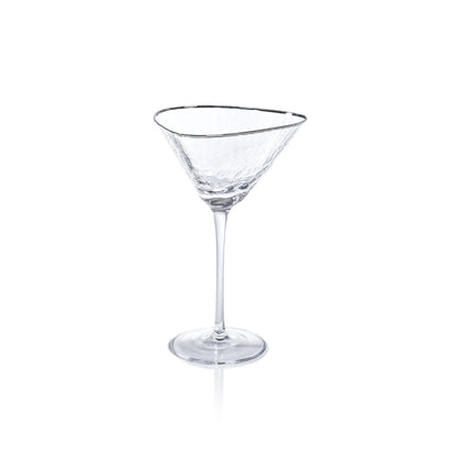 Aperitivo Triangular Glass,  Clear with Platinum Rim