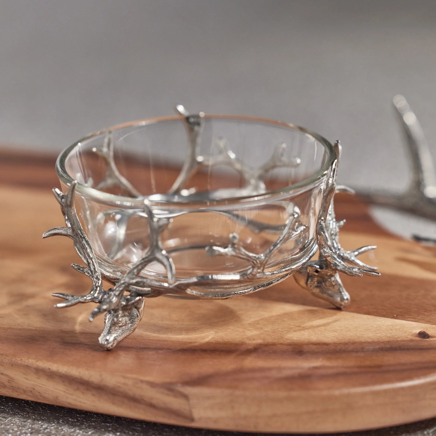 St. Anton Pewter and Glass Stag Head Bowl