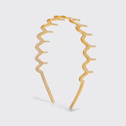 Recycled Plastic Zigzag Headbands 2pc Set - Gold & Silver