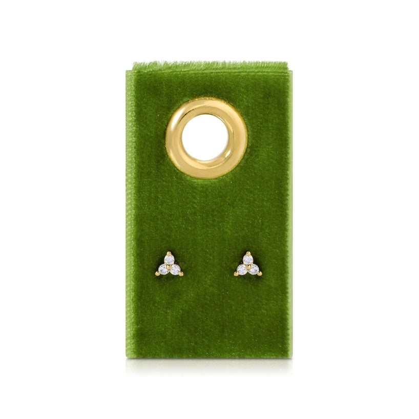 Gold Triple Cluster Studs On Velvet Tag