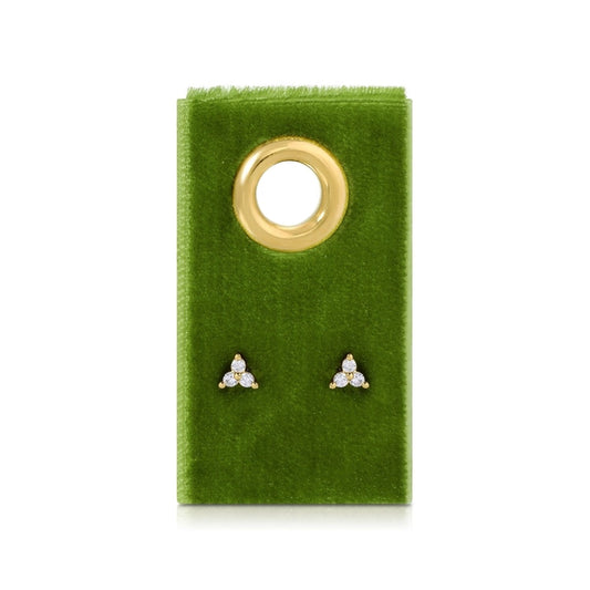 Gold Triple Cluster Studs On Velvet Tag