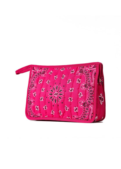 Beau Hot Pink Bandana Print Pouch