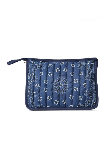 Beau Navy Bandana Print Pouch