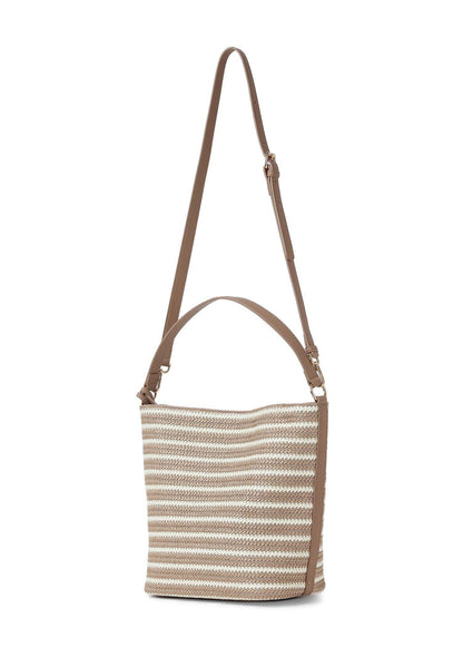 Celine Capri Raffia Shoulder Bag Beige and Tan Striped