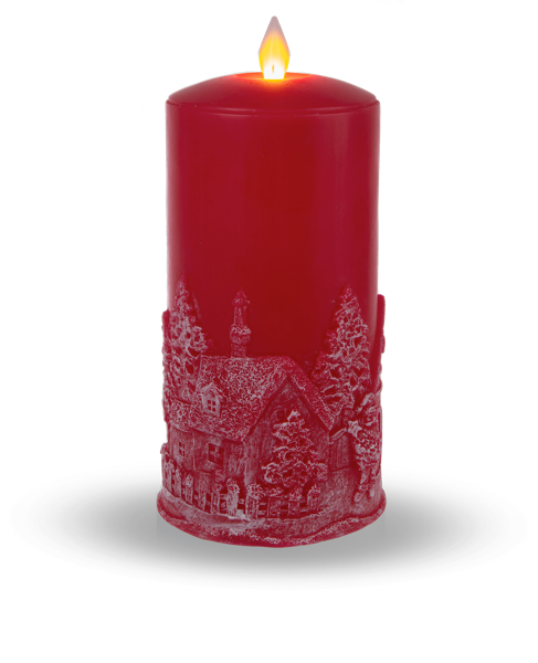Red Holiday Themed LED Wax Pillar Candle