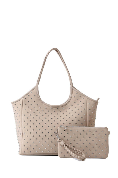 Isla Studded Wheat Tote