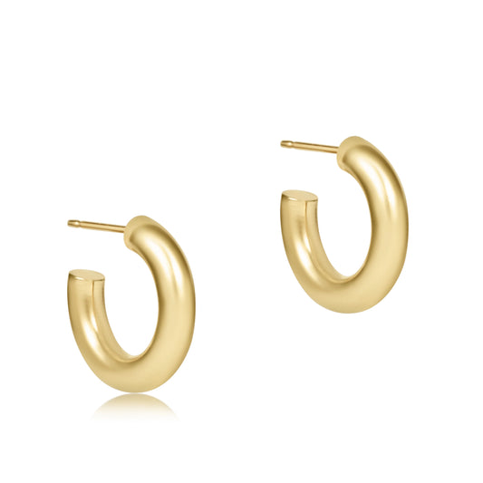 Round Gold 0.5" Post Hoop - 4mm  - Smooth