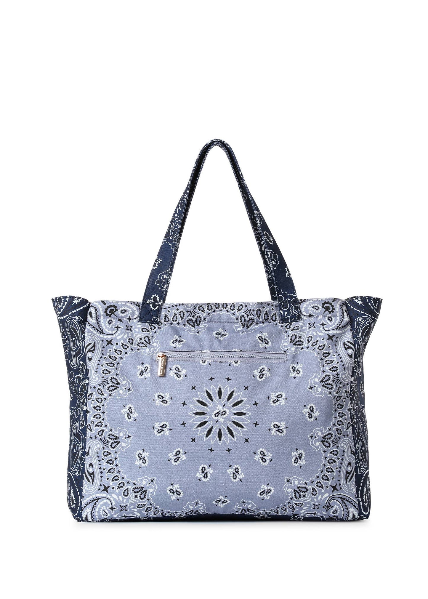 Bailey Light Blue/Navy Bandana Print Canvas Tote