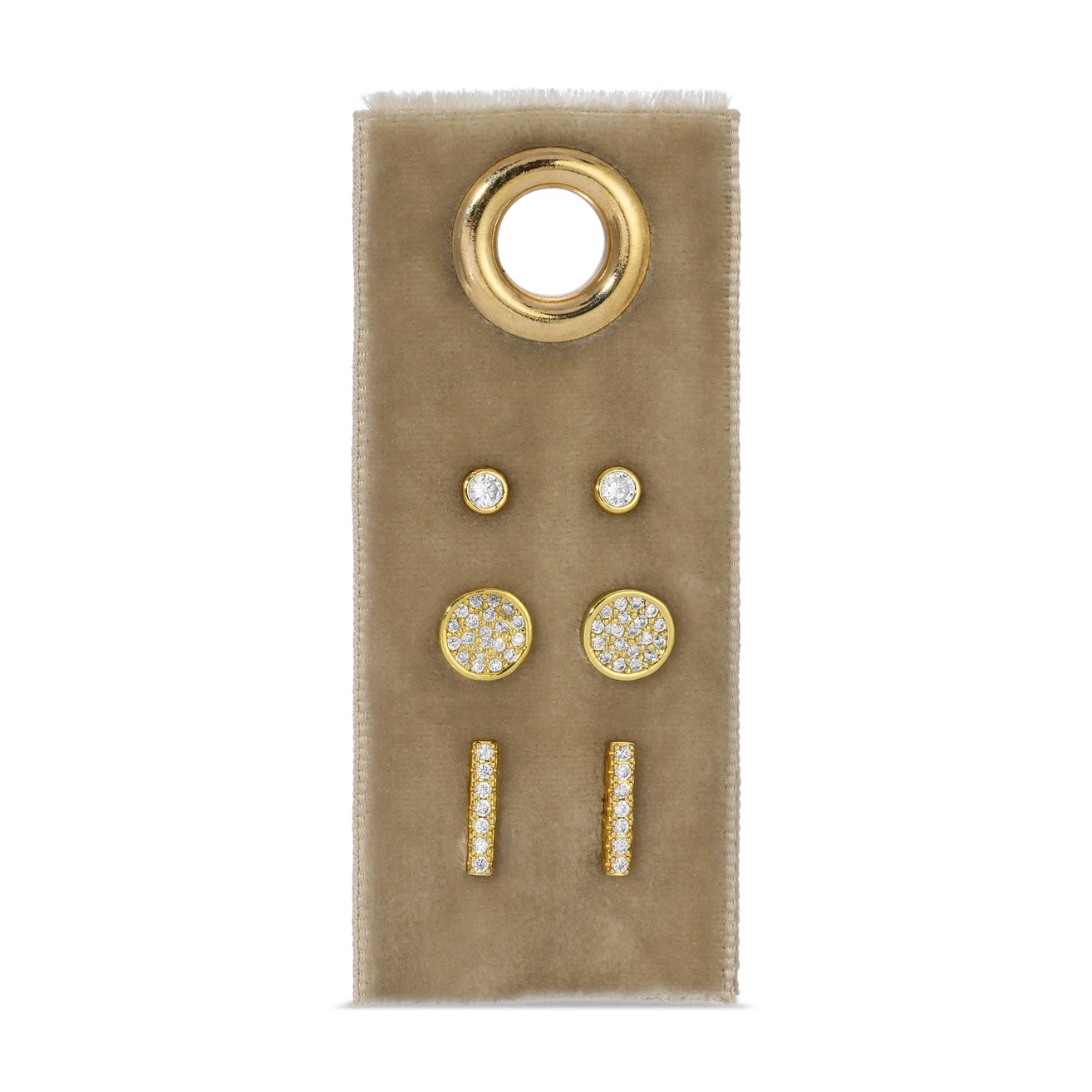 Gold Pavé Velvet Stud Gift Set
