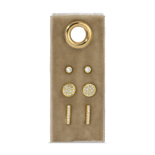 Gold Pavé Velvet Stud Gift Set