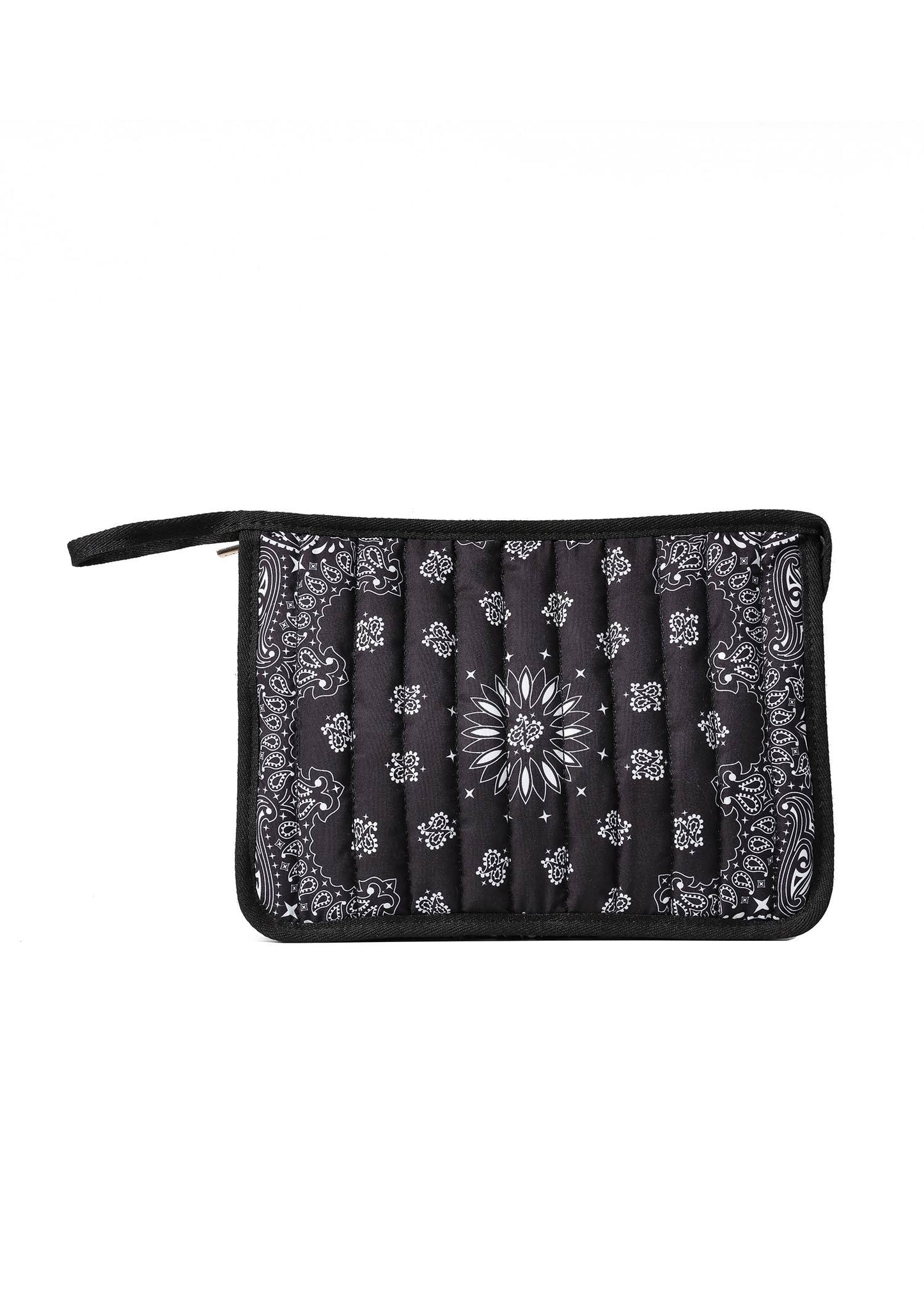 Beau Black Bandana Print Pouch