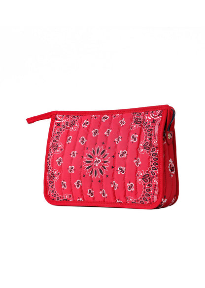 Beau Red Bandana Print Pouch