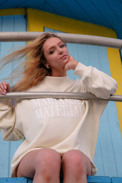 MARRIAGE MATERIAL™ White Mockneck