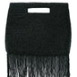 Black Beaded Fringe Cutout Handle Clutch