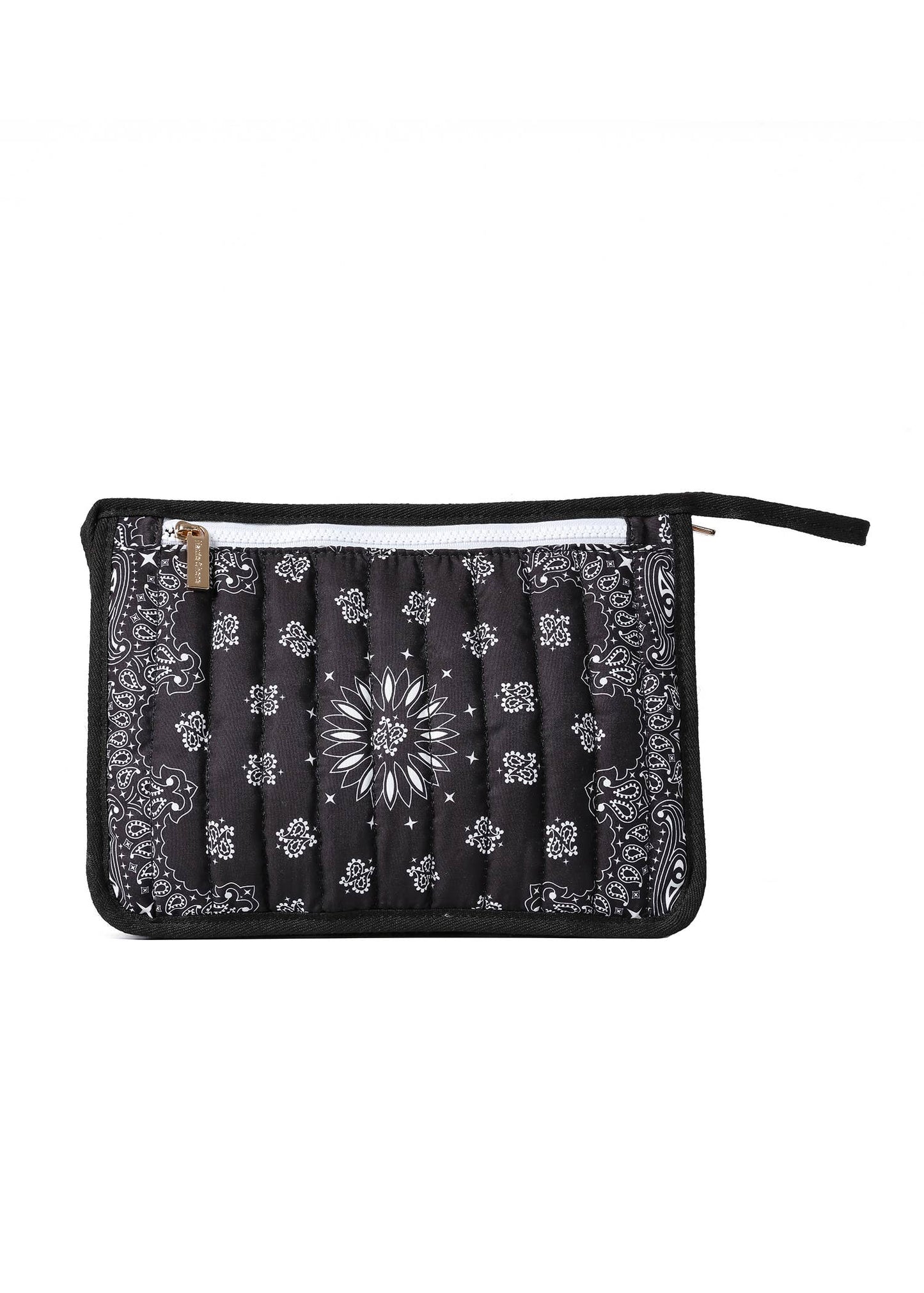 Beau Black Bandana Print Pouch