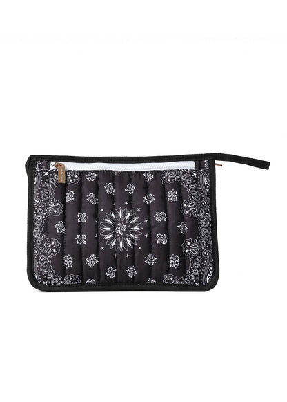Beau Black Bandana Print Pouch