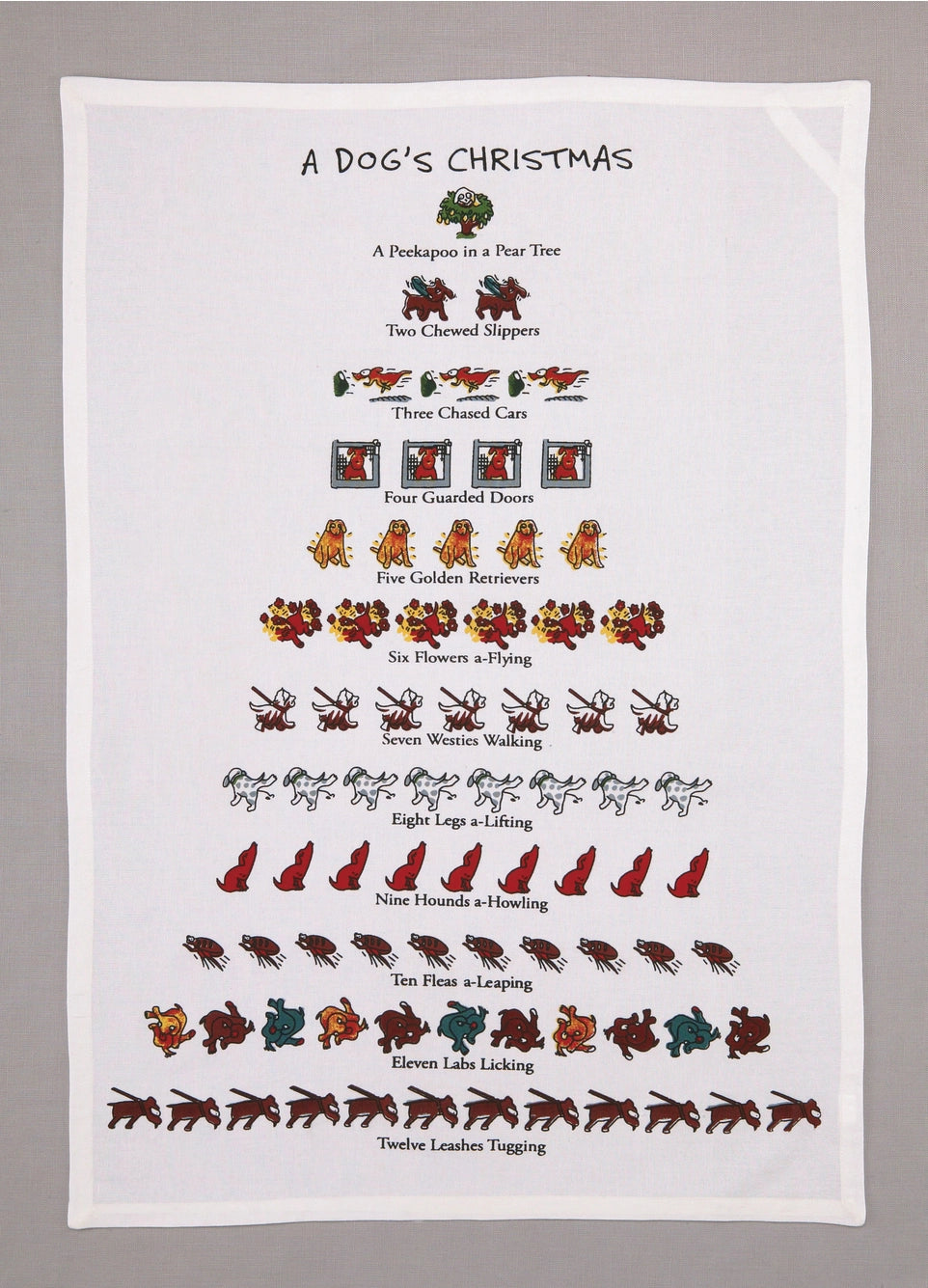 A Dog's Christmas Cotton Kitchen Tea Towel