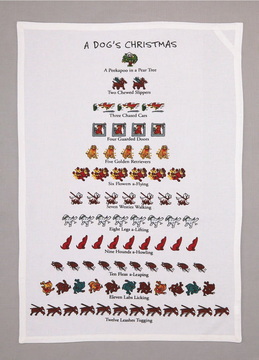 A Dog's Christmas Cotton Kitchen Tea Towel