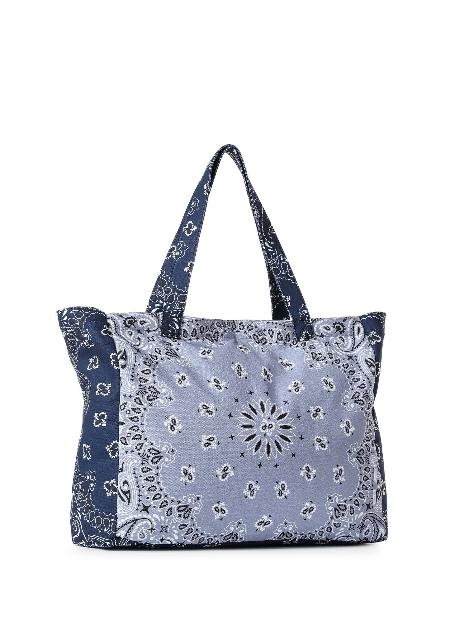Bailey Light Blue/Navy Bandana Print Canvas Tote