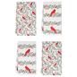 White cotton tea towels printed with red cardinals perched among berry branches