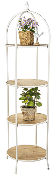 White Round Four Tier Plant Stand