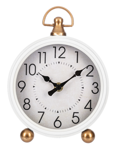 Round Desk Clock with Copper Accents