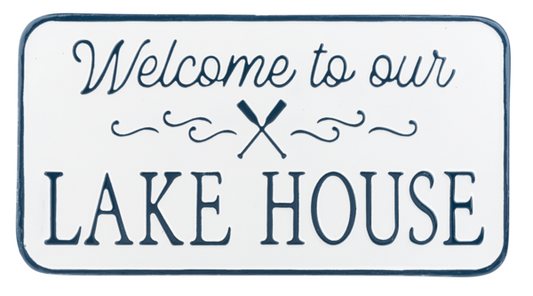 Embossed Welcome to our Lake House Wall Decor