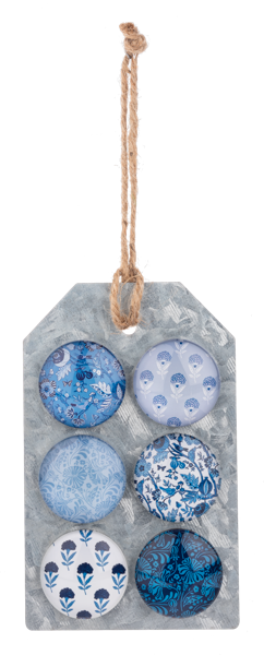 Blue & White Floral Magnet (6 pc. set)