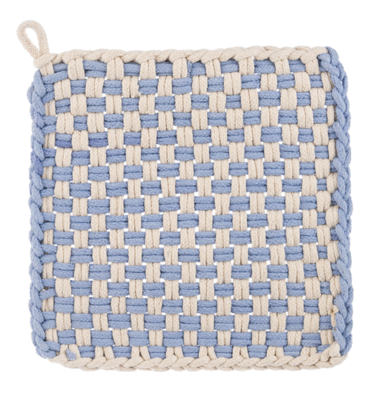 Periwinkle Cotton Crochet Check Pot Holder