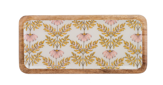Rectangle Floral Pattern Tray