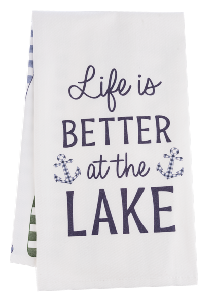 Life is Better at the Lake Paddle Pattern Tea Towel
