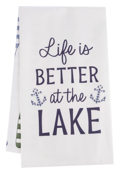 Life is Better at the Lake Paddle Pattern Tea Towel