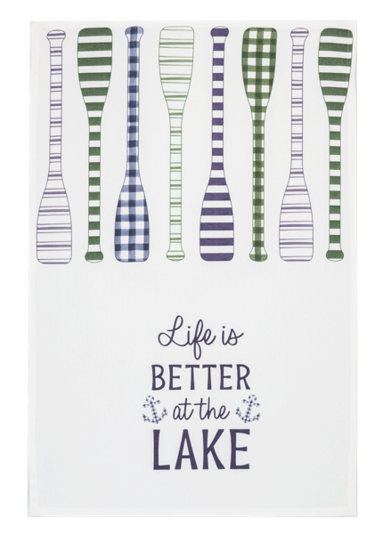 Life is Better at the Lake Paddle Pattern Tea Towel