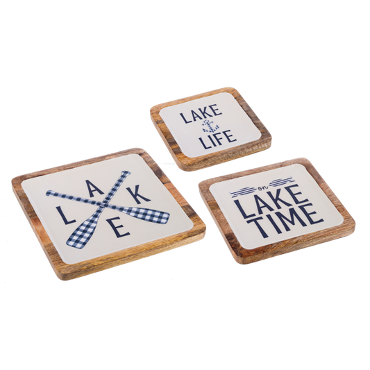 Square Lake Text Serving Tray