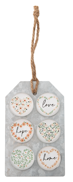 Flower Heart & Text Magnet (6 pc. set)