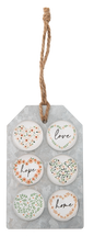 Flower Heart & Text Magnet (6 pc. set)