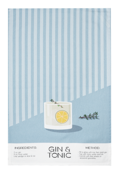 Gin & Tonic Cocktail Recipe Tea Towel
