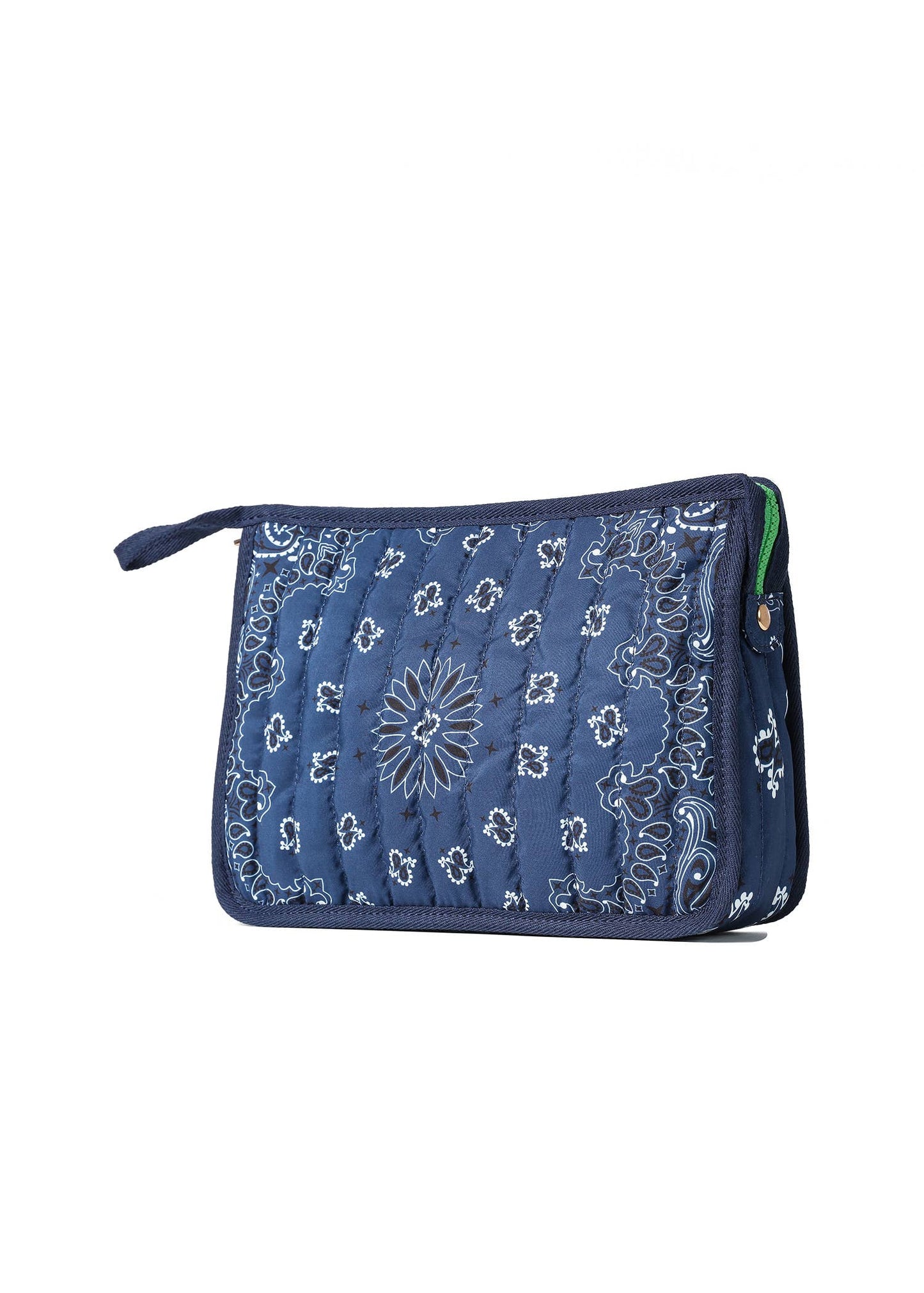 Beau Navy Bandana Print Pouch