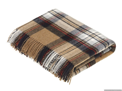 Tartan Plaid Merino Lambswool Throw Blankets, Made in UK