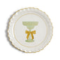 Tidbit plate with green goblet and gold bow