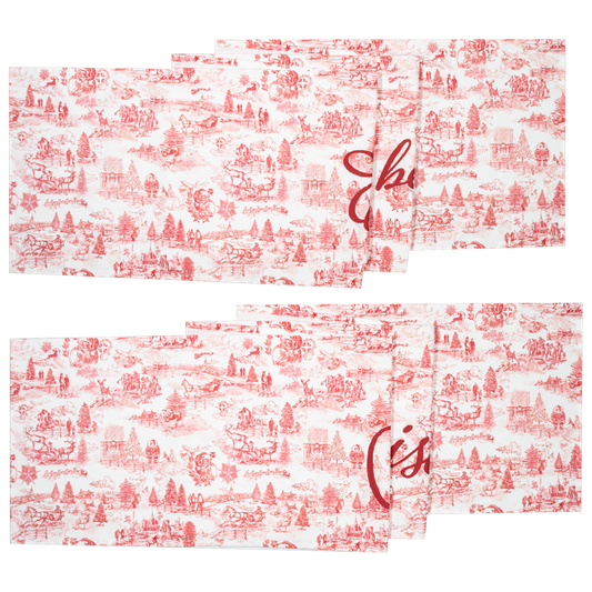 Red Christmas Toile Table Runner