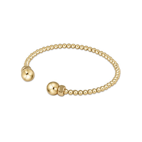 enewton Classic Gold 3mm Bead Cuff in Gold, open beaded cuff bracelet with gold ball ends on a white background