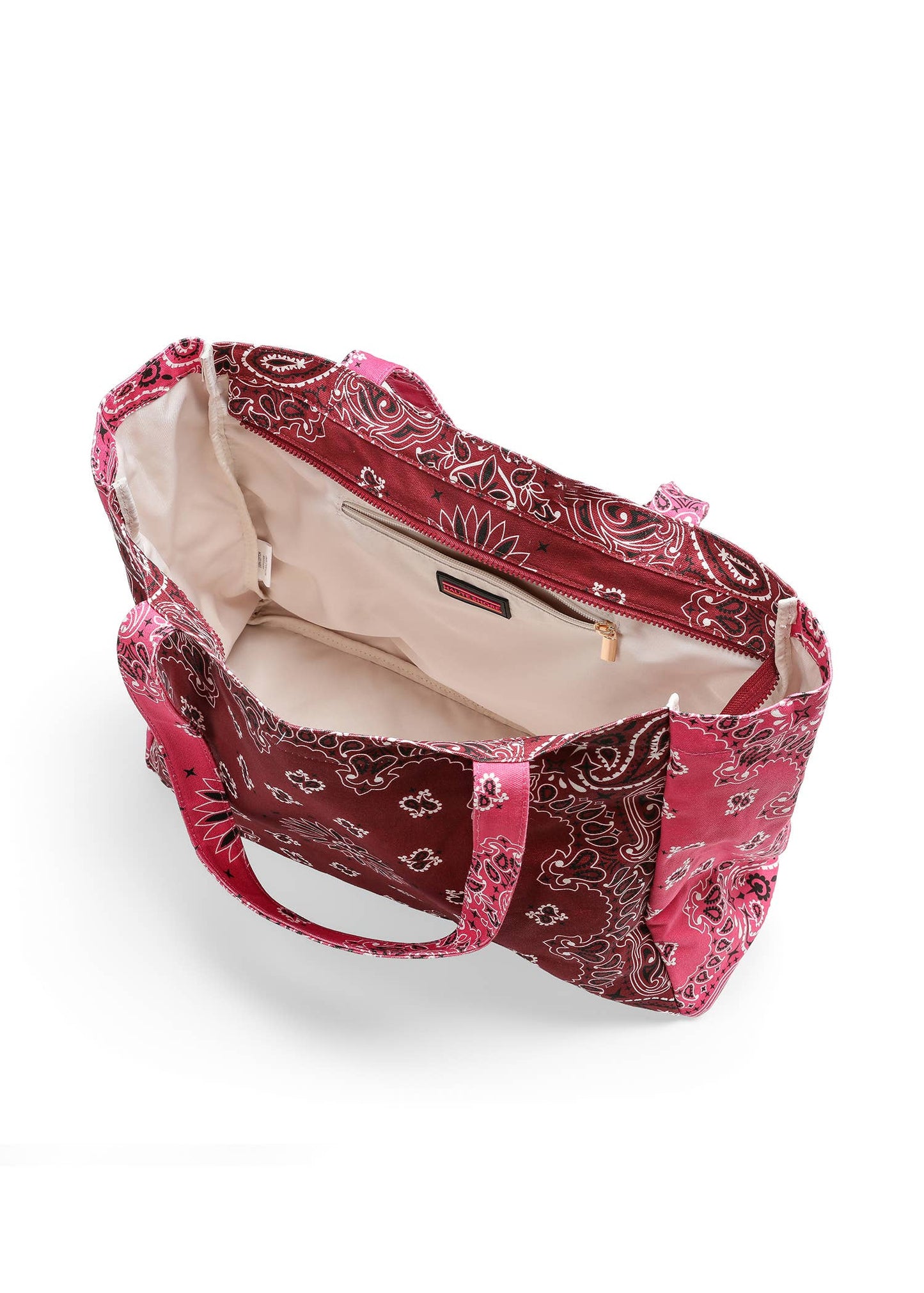 Bailey Burgundy/Pink Bandana Print Canvas Tote