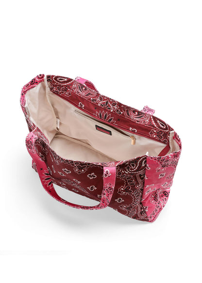 Bailey Burgundy/Pink Bandana Print Canvas Tote