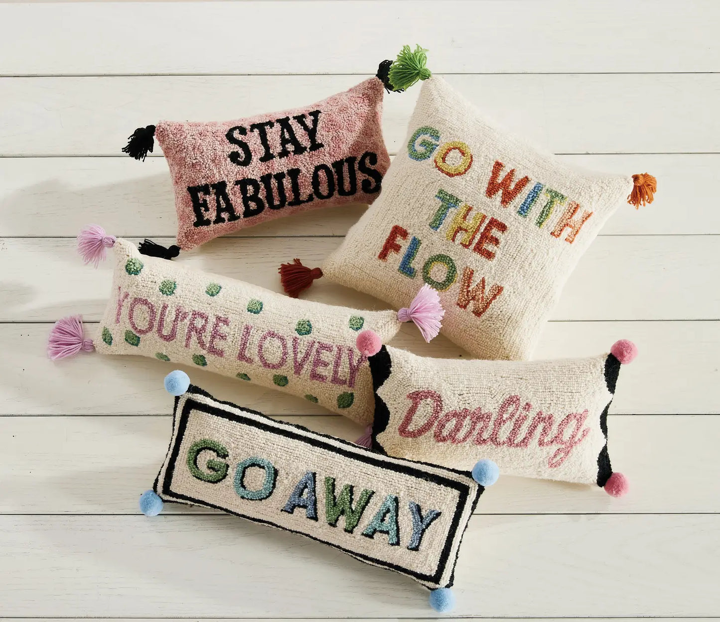 Go Away W/Pom Pom Hook Pillow