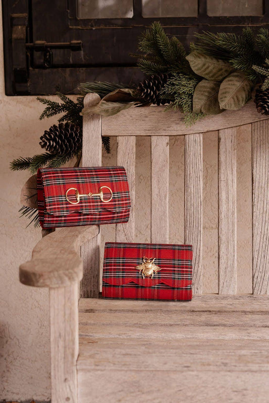 Ruby Scalloped Red Plaid Clutch