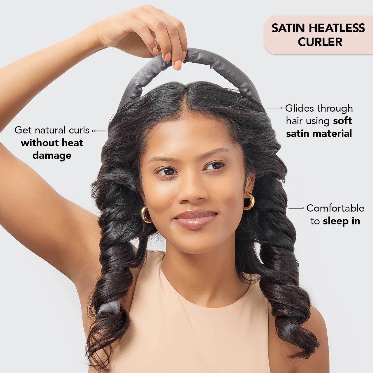 Charcoal Satin Heatless Curling Set